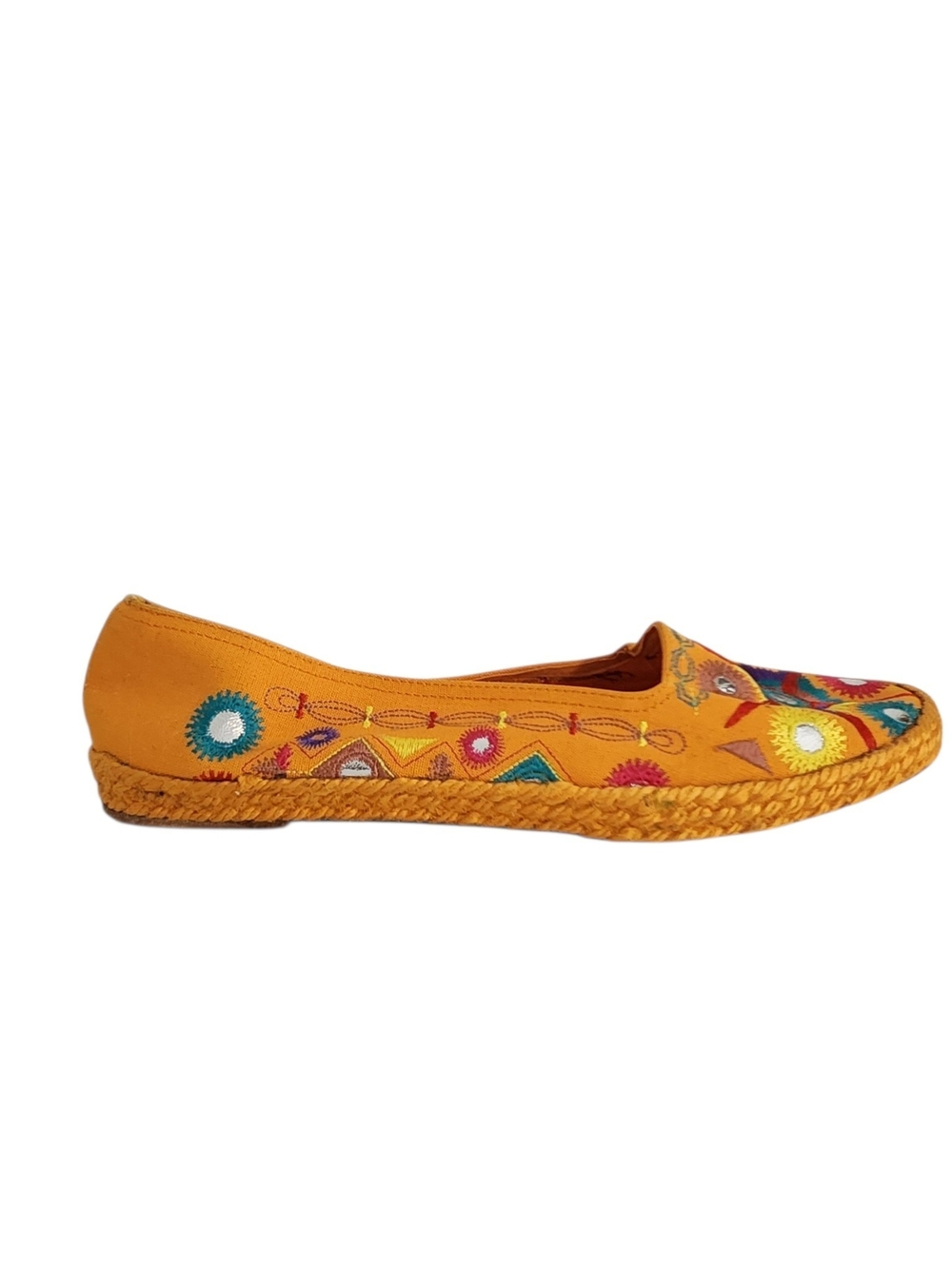 Andre Assous Orange Embroidered Espadrille Slip-On Shoes Size 9.5